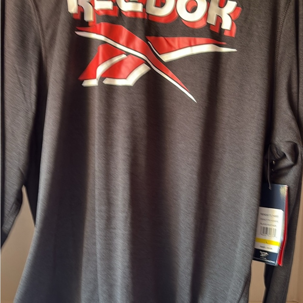 Reebok Charcoal Long Sleeve Tee with Red Accents